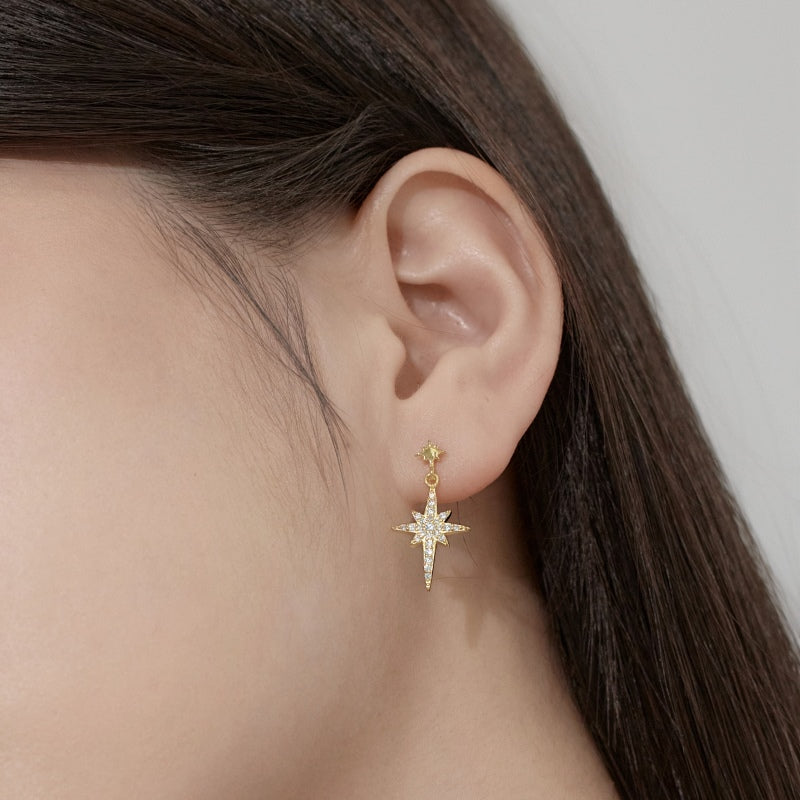 Asymmetrical Moon & Stars Earrings