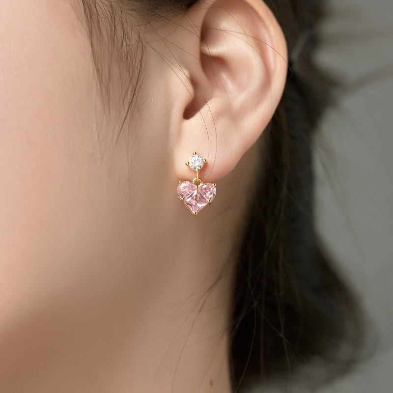 Heart Drop Stud Earrings