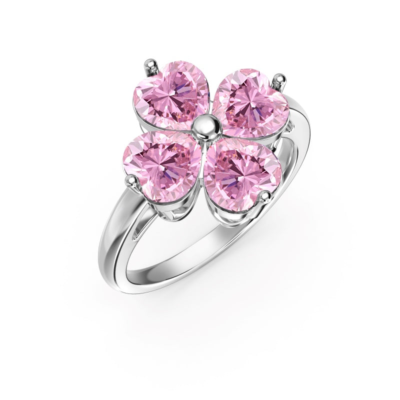 Pink Heart Clover Ring