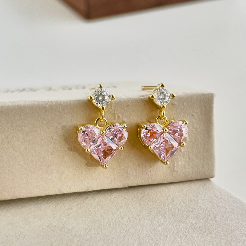 Heart Drop Stud Earrings